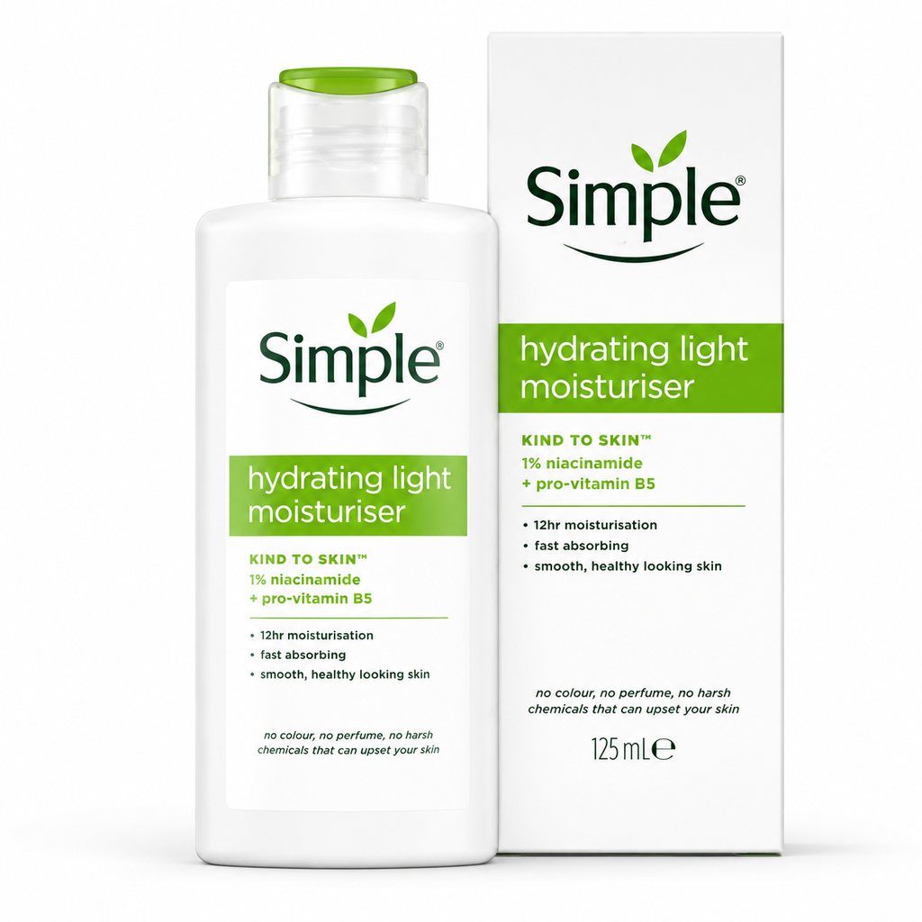 کرم آبرسان صورت سیمپل Simple Hydrating Light Moisturiser | مرطوب‌کننده و آبرسان سبک | مناسب پوست چرب و مختلط | بافت سبک و جذب سریع | کمک به حفظ رطوبت و نرمی پوست