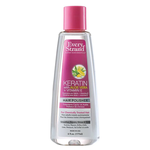 سرم مو اوری استرند every strand مدل keratin with aloe vera and vitamin e هیر پولیشیر مناسب برای موهای رنگ شده و یا کراتینه حجم 177 میلی لیتر
