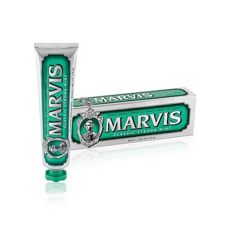 خمیردندان روزانه مارویس Marvis Classic Strong Mint Toothpaste | خمیردندان روزانه با قدرت پاک‌کنندگی بالا | کمک به حفظ سلامت دهان و دندان و ایجاد حس تازگی و طراوت | طعم نعناع قوی | حجم 85ml