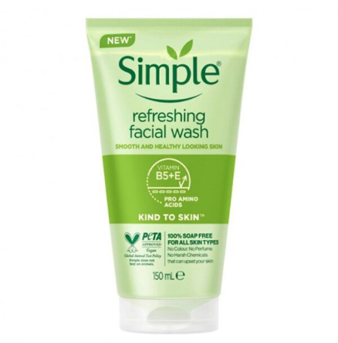 ژل شست‌وشوی صورت سیمپل Simple Refreshing Facial Wash Gel | شوینده ملایم و پاک‌کننده روزانه | مناسب پوست چرب و مختلط | پاکسازی چربی و آلودگی بدون ایجاد خشکی و کشیدگی پوست