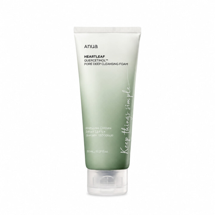 فوم شست‌وشوی صورت هارت‌لیف آنوا Anua Heartleaf Quercetinol Pore Deep Cleansing Foam | شوینده عمیق منافذ پوست | حاوی عصاره هارت‌لیف | کمک به پاکسازی چربی و آلودگی و حفظ طراوت پوست