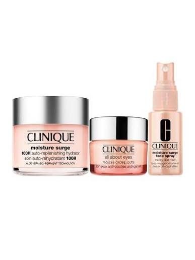 پک آبرسان سه‌تکه کلینیک Clinique Moisture Surge | ست آبرسان 100 ساعته ،دور چشم آل ابوت آی، اسپری آب | شامل محصولات سری Moisture Surge | کمک به تأمین و حفظ رطوبت پوست | پک 3 عددی