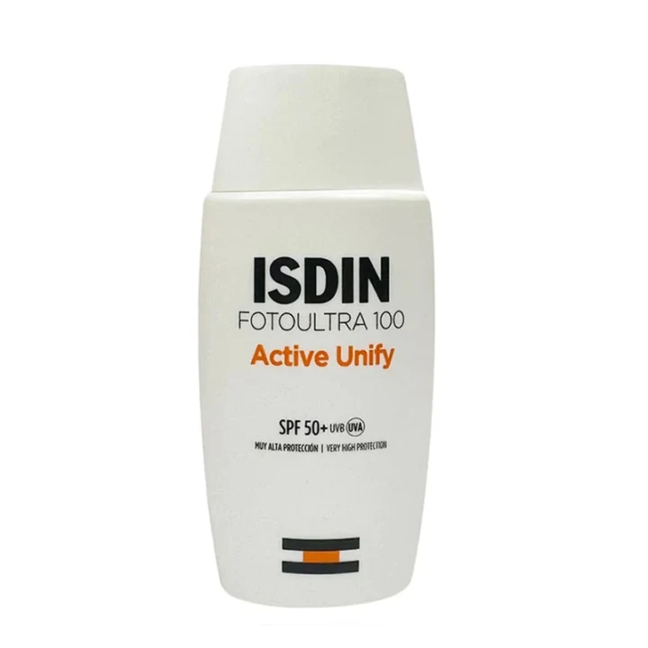 ضدآفتاب یونیفایینگ ایزدین ISDIN FotoUltra 100 Active Unify SPF50+ | ضدآفتاب روشن‌کننده و ضدلک | کمک به کاهش ظاهر لک و یکنواخت شدن رنگ پوست | محافظت بالا در برابر UVA و UVB
