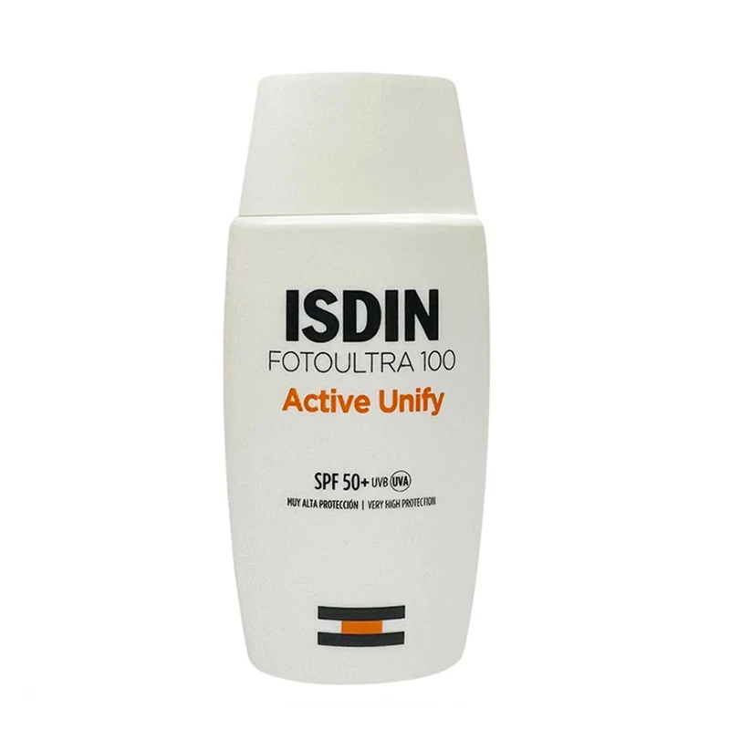 ضدآفتاب یونیفایینگ ایزدین ISDIN FotoUltra 100 Active Unify SPF50+ | ضدآفتاب روشن‌کننده و ضدلک | کمک به کاهش ظاهر لک و یکنواخت شدن رنگ پوست | محافظت بالا در برابر UVA و UVB