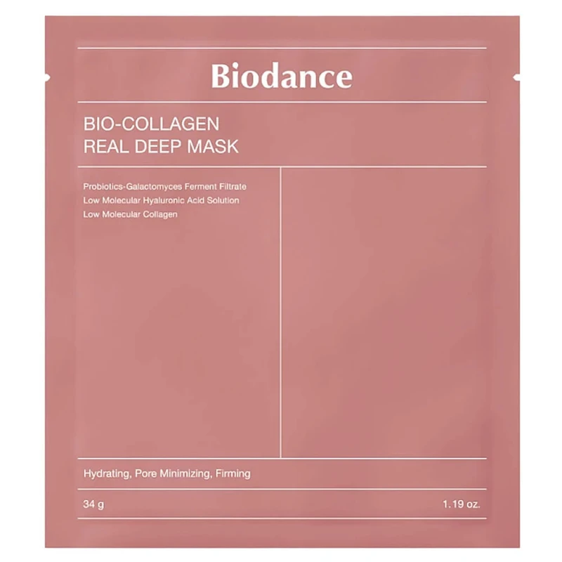 ماسک ورقه ای بیو کلاژن بایودنس Biodance Bio-Collagen Real Deep Mask | ماسک هیدروژلی کلاژن و آبرسان | کمک به افزایش رطوبت، لطافت و شادابی پوست | رنگ صورتی