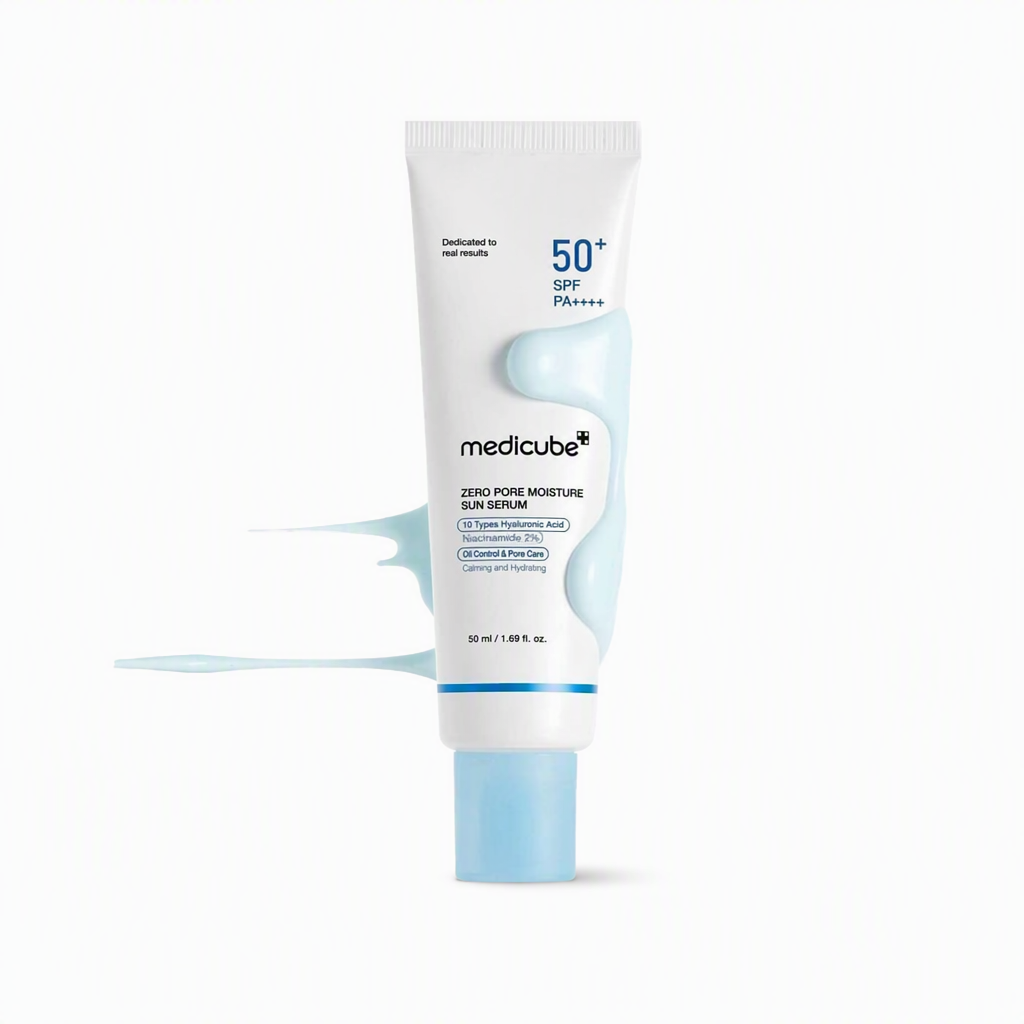 ضدآفتاب بی‌رنگ مدیکیوب Medicube AGE-R Zero Pore Serum Sunscreen SPF50+ PA++++ | ضدآفتاب آبرسان و محافظ پوست | کمک به کنترل ظاهر منافذ و حفظ نرمی پوست | بافت سبک و بی‌رنگ